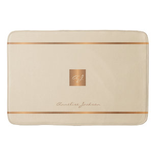 Monogramm modern elegante Glittercreme und Gold Badematte