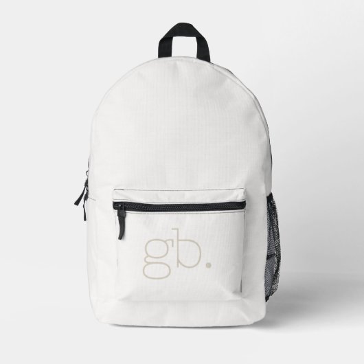 Monogramm Modern Elfenbein Bedruckter Rucksack (Vorderseite)