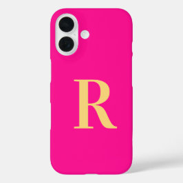 Monogramm Modern Hot Pink iPhone 16 Hülle