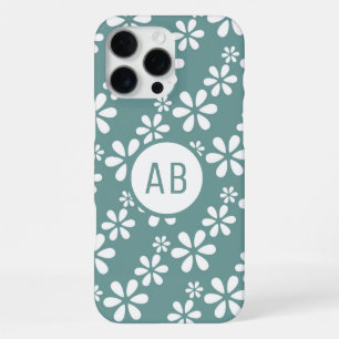 Monogramm Modern Mädchenhaftes Blumenmuster Person iPhone 16 Pro Max Hülle