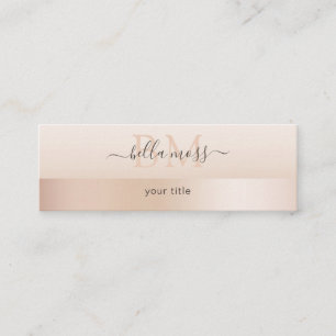 Monogramm Modern Minimal Beige Mini Visitenkarte