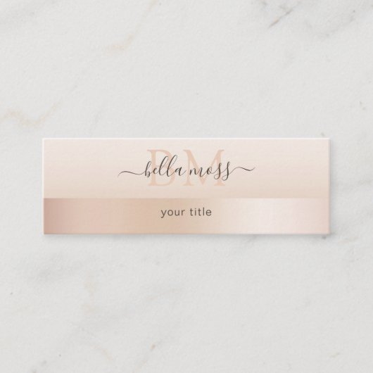 Monogramm Modern Minimal Beige Mini Visitenkarte (Vorderseite)