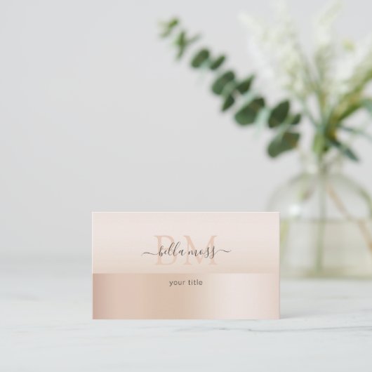 Monogramm Modern Minimal Beige Visitenkarte (Stehend Vorderseite)