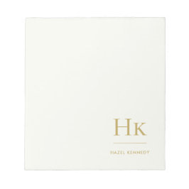 Monogramm Modern Minimal Elfenbein Gold Monogrammi Notizblock