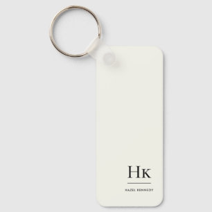 Monogramm Modern Minimal Klassisch Elfenbein Monog Schlüsselanhänger