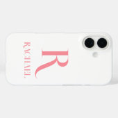 Monogramm Modern Minimal Stilvoll Rosa Case-Mate iPhone Hülle (Rückseite (Horizontal))
