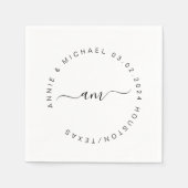 Monogramm, modern, minimale Hochzeit Serviette (Vorderseite)