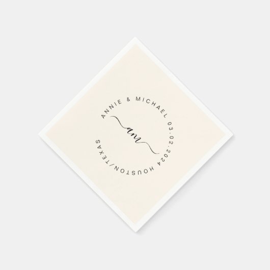 Monogramm, modern, minimale Hochzeit Serviette (Ecke)