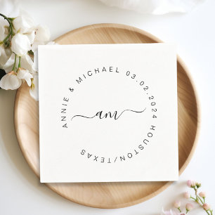 Monogramm, modern, minimale Hochzeit Serviette