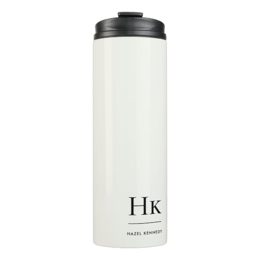Monogramm modern minimalist chic einfach Elfenbein Thermosbecher (Vorderseite)