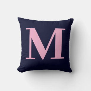 Monogramm modern minimalist Navy Pink Kissen