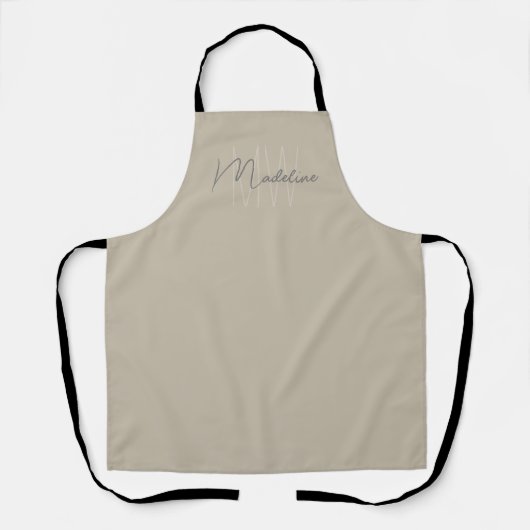 Monogramm Modern Minimalistisch Beige Schürze (Vorderseite)
