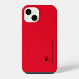 Monogramm Modern Minimalistisch Rot Schwarz Initia iPhone 14 Hülle