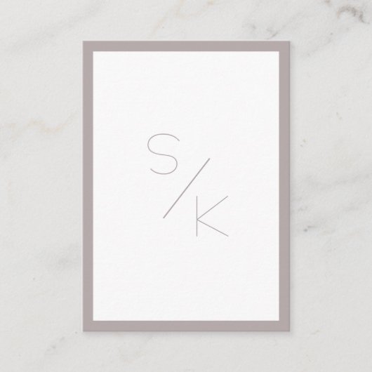 Monogramm Modern Pur Grau Weiß Visitenkarte (Vorderseite)