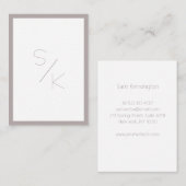 Monogramm Modern Pur Grau Weiß Visitenkarte (Vorne/Hinten)
