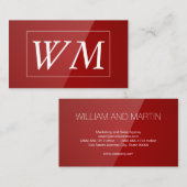 Monogramm | Modern Red Gloss Visitenkarte (Vorne/Hinten)