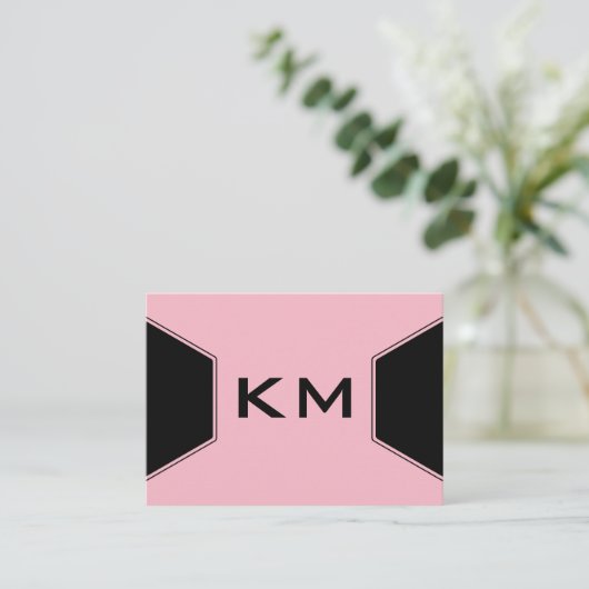 Monogramm modern (rosa) visitenkarte (Stehend Vorderseite)