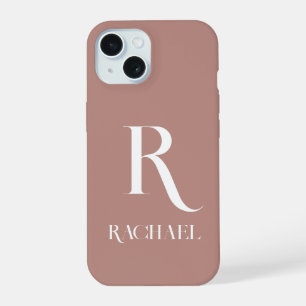 Monogramm Modern Stilvoll Beige iPhone 15 Hülle