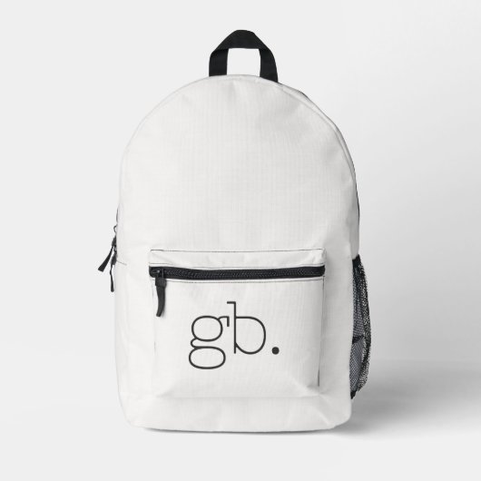 Monogramm Modern Weiß Bedruckter Rucksack (Vorderseite)