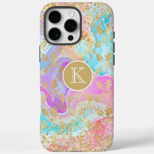 Monogramm Moderne Abstrakte Glitzer Personalisiert iPhone 16 Pro Max Hülle