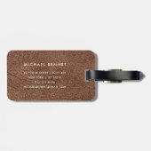Monogramm Moderne Braun Fauxleder-Textur Gepäckanhänger (Rückseite horizontal)