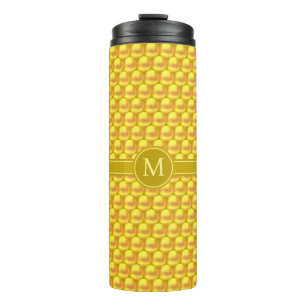 Monogramm & moderne elegante goldene Punkte & Text Thermosbecher