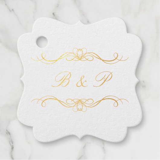 Monogramm Moderne Elegante Herzen Wirbel Hochzeit  Geschenkanhänger (Vorderseite)