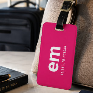 Monogramm Moderne Elegante Reise Hot Pink Gepäckanhänger