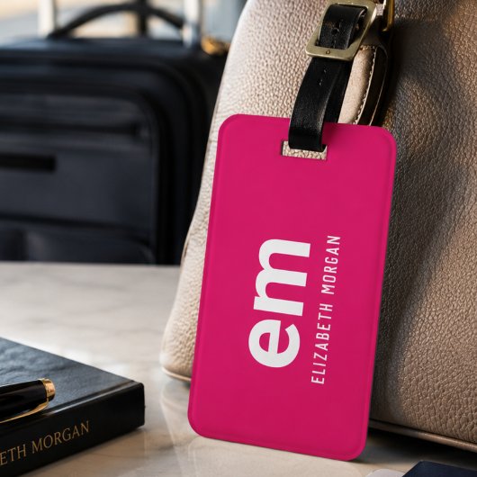 Monogramm Moderne Elegante Reise Hot Pink Gepäckanhänger