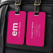 Monogramm Moderne Elegante Reise Hot Pink Gepäckanhänger