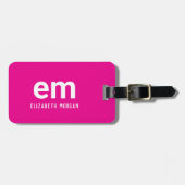 Monogramm Moderne Elegante Reise Hot Pink Gepäckanhänger (Vorderseite horizontal)
