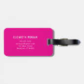 Monogramm Moderne Elegante Reise Hot Pink Gepäckanhänger (Rückseite horizontal)