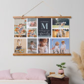 Monogramm | Moderne Farbblockfoto-Collage Wandteppich Mit Holzrahmen (Schlafzimmer)