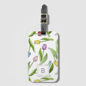 Monogramm Moderne farbige Tulip Gepäckanhänger (Vorderseite Vertikal)