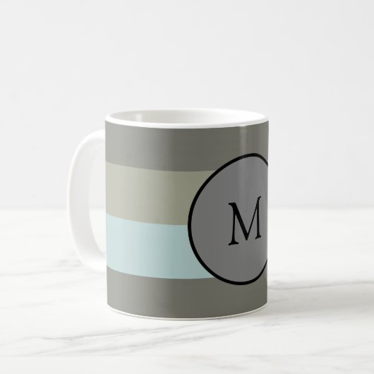 Monogramm Moderne Farbstreifen Trendy anpassen Kaffeetasse (Vorderseite Links)