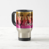 Monogramm moderne girly Gradient Rosen Valentinsta Reisebecher (Vorderseite Links)