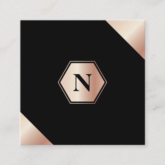 Monogramm moderne GoldRose quadratische Visitenkarte (Vorderseite)