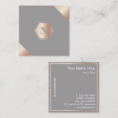 Monogramm moderne GoldRose quadratische Visitenkarte (Vorne/Hinten)