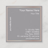 Monogramm moderne GoldRose quadratische Visitenkarte (Rückseite)