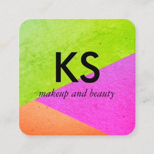 Monogramm Moderne, helle Farbblöcke Quadratische Visitenkarte (Vorderseite)
