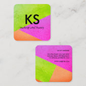Monogramm Moderne, helle Farbblöcke Quadratische Visitenkarte (Vorne/Hinten)