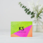 Monogramm Moderne, helle Farbblöcke Visitenkarte (Stehend Vorderseite)