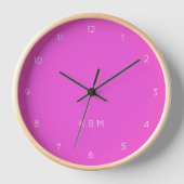 Monogramm | Moderne Initialen Neon Girly Uhr (Vorderseite)