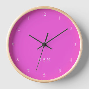 Monogramm   Moderne Initialen Neon Girly Uhr