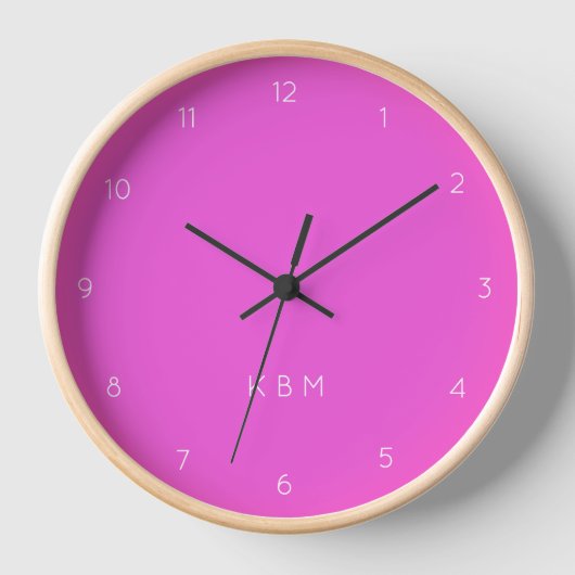 Monogramm | Moderne Initialen Neon Girly Uhr (Vorderseite)