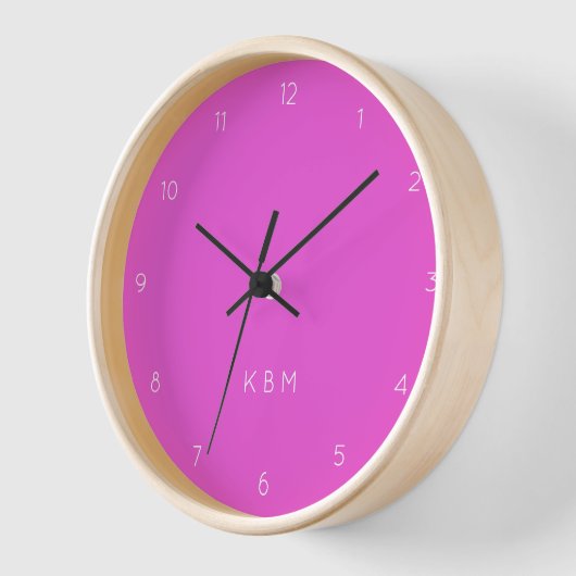 Monogramm | Moderne Initialen Neon Girly Uhr (Winkel)
