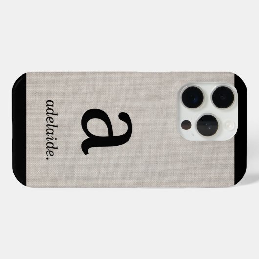 Monogramm | Moderne Minimal-Linen-Look Erstname Case-Mate iPhone Hülle (Rückseite (Horizontal))