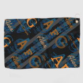 Monogramm Moderne Repetieranfänge und Namen Golfhandtuch (Horizontal)