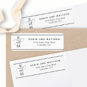 Monogramm Moderne Rücksendeadresse Weiß und Schwar