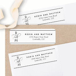 Monogramm Moderne Rücksendeadresse Weiß und Schwar